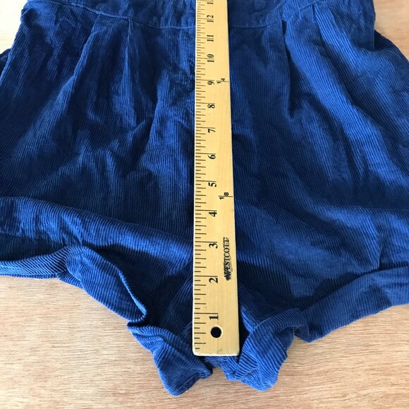 Urban Outfitters Corduroy Romper Women M Blue Snap Button Pockets Short Sleeve - Picture 6 of 14